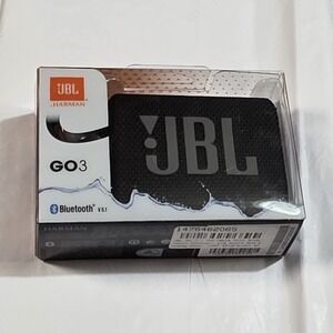JBL GO3 Portable Waterproof Bluetooth Speaker Black New In Sealed Box Grab & Go!
